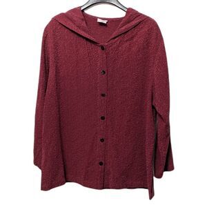 AMANDA GRAY Textured Linen Tencel Hooded Lightweight Jacket M